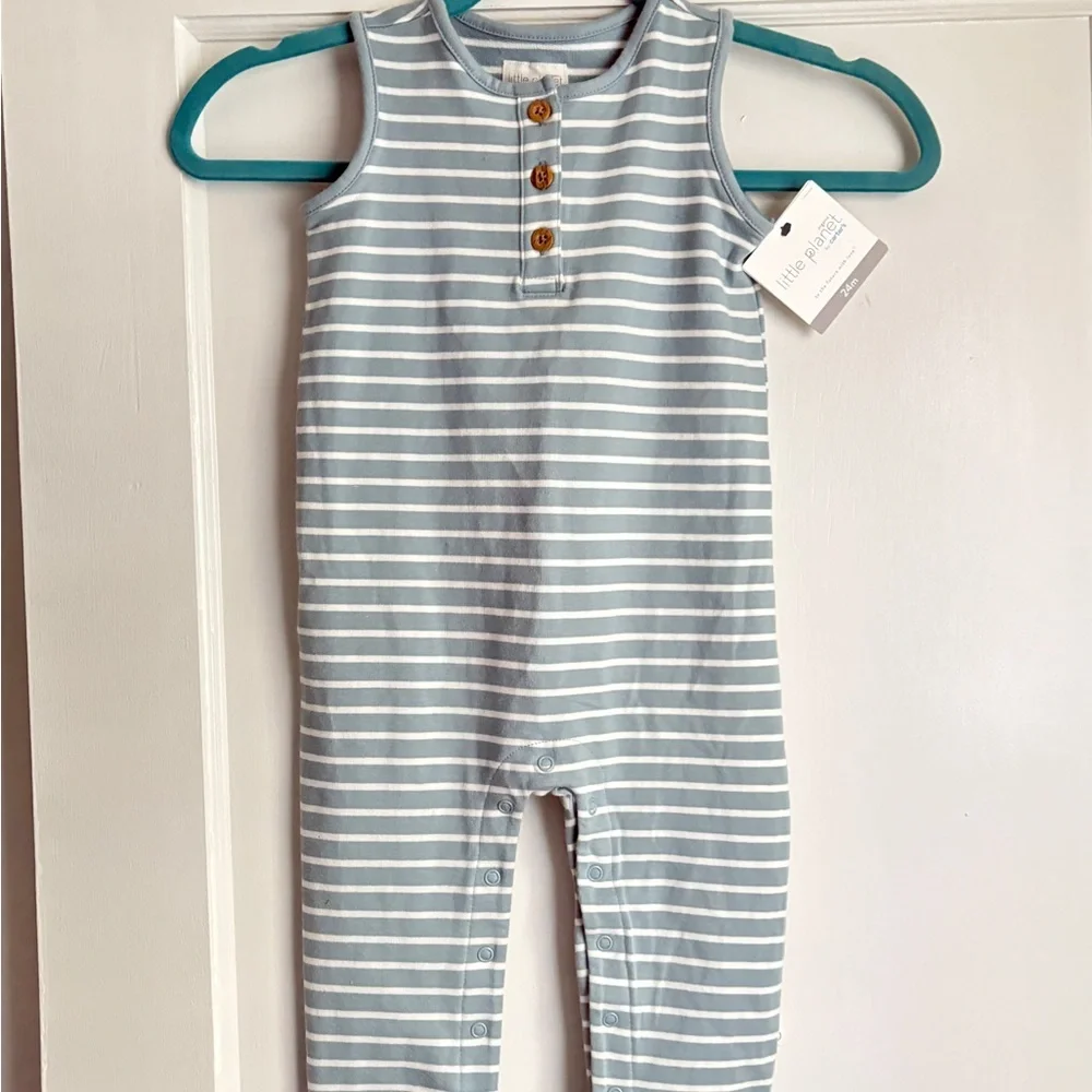 NWT Little Planet Striped Sleeveless Baby Romper